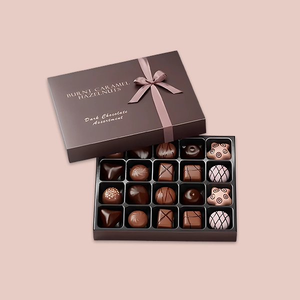 Custom chocolate boxes for luxury candy packaging.