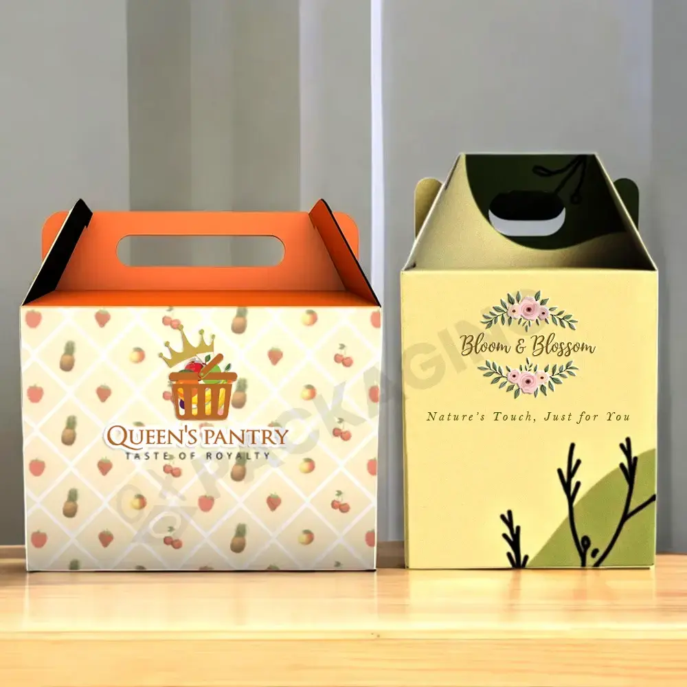Custom gable boxes for stylish packaging and easy carrying.