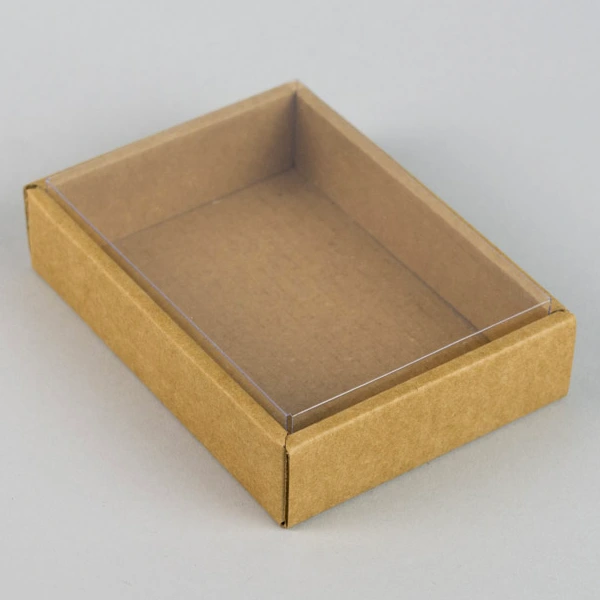 Kraft clear lid boxes with kraft base for elegant product display USA