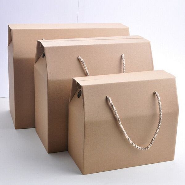 Kraft paper box with handle for easy carry packaging USA